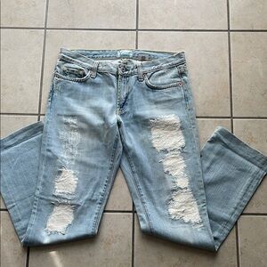 Women's Light Blue Distressed Jeans